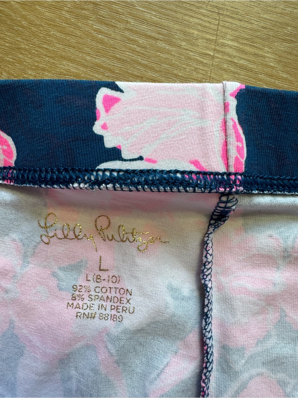 Lilly Pulitzer Navy & Hot Pink Floral Flamingo Leggings - Picture 3 of 6